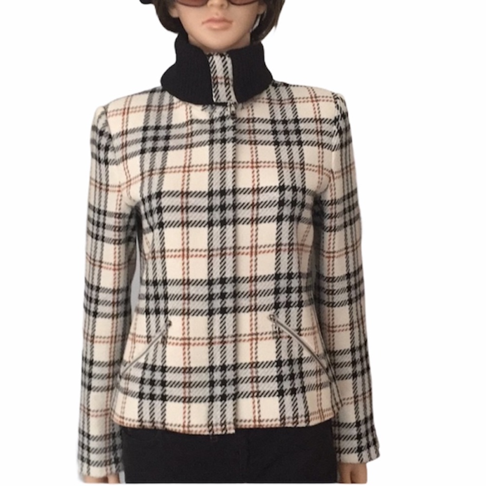 NWOT Trousers Etc. Plaid Woven Zipper Jacket